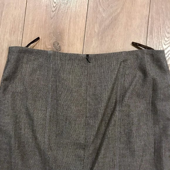 Vintage Wool-Blend Heather Brown Seamed Pencil Skirt - Size 4 - Picture 5 of 12